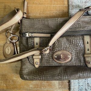 Fossil Textured Tan Crossbody Bag